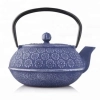 Żeliwny Imbryk, dzbanek 1000ml (niebieski z motywem kwiatu)